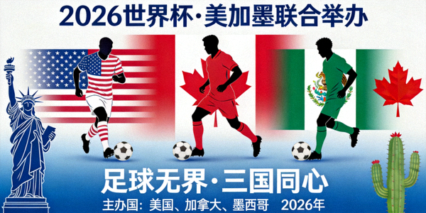 2026世界杯三大主办国美国加拿大墨西哥联合宣传海报